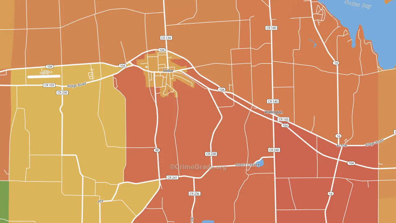 Sodus, NY Map of Burglary Rates