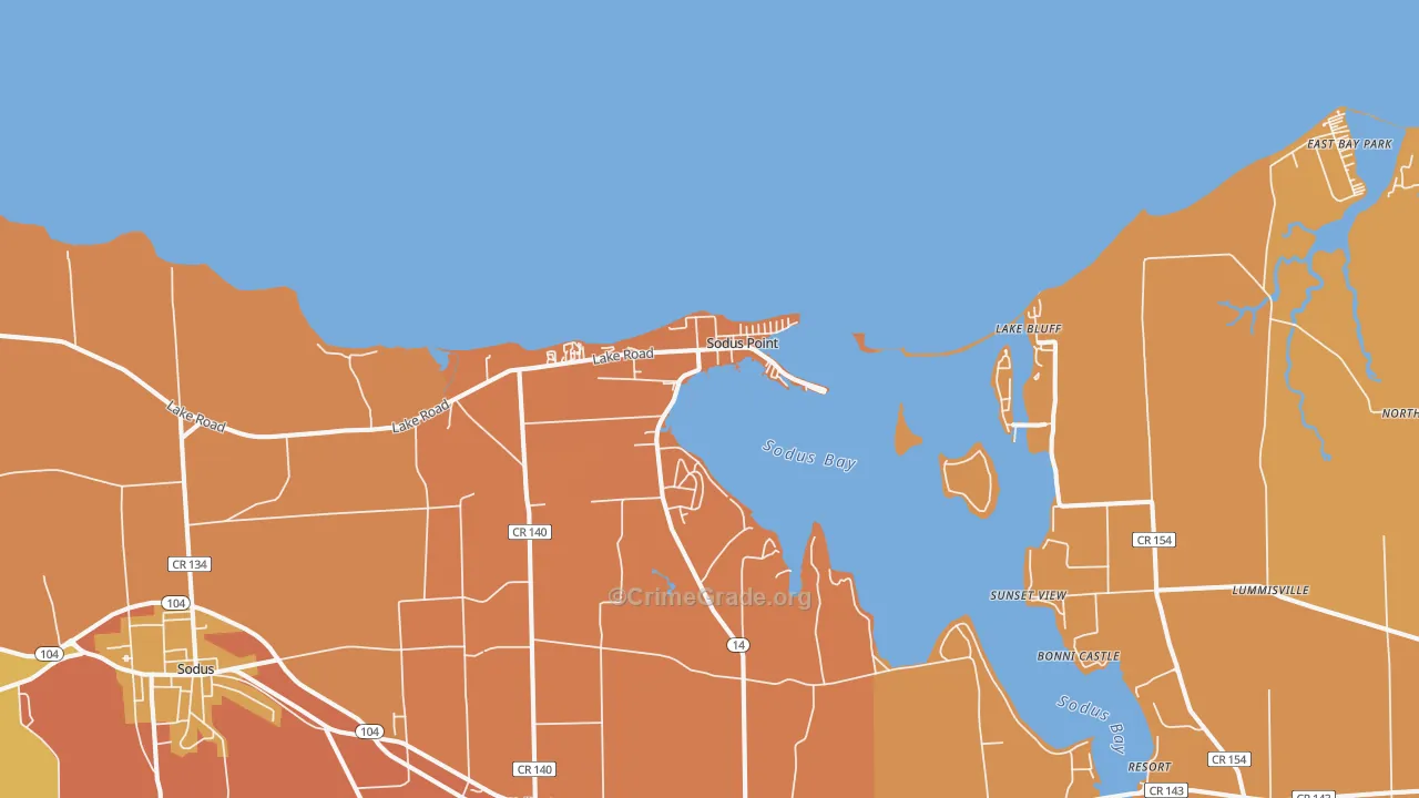 Sodus Point, NY Map of Burglary Rates