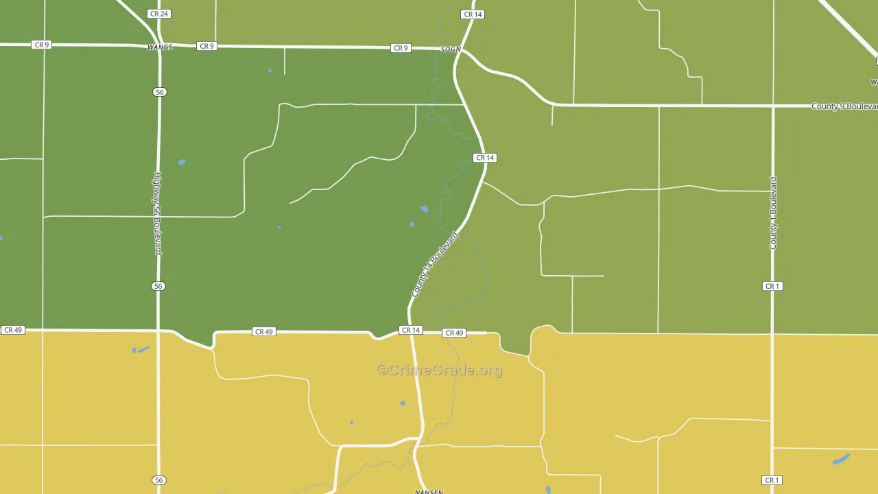 Sogn, MN Map of Burglary Rates