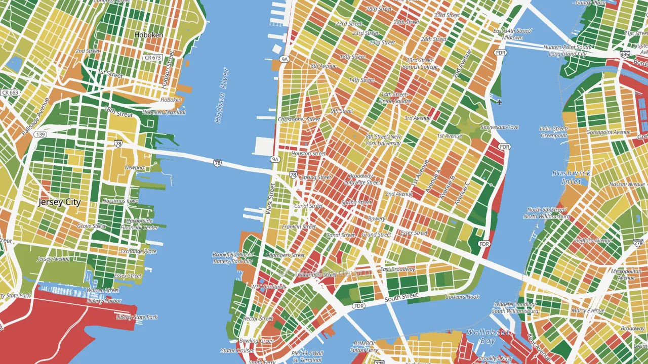 Soho, Manhattan, NY Map of Burglary Rates
