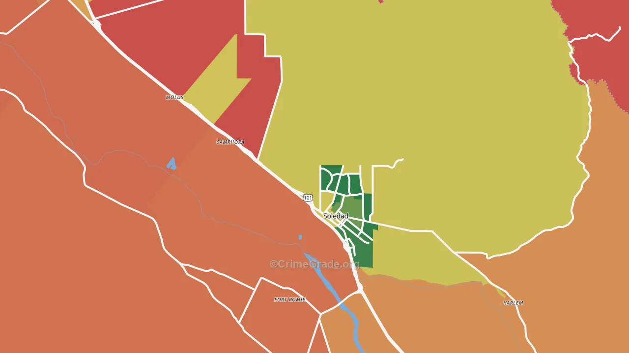 Soledad, CA Map of Burglary Rates