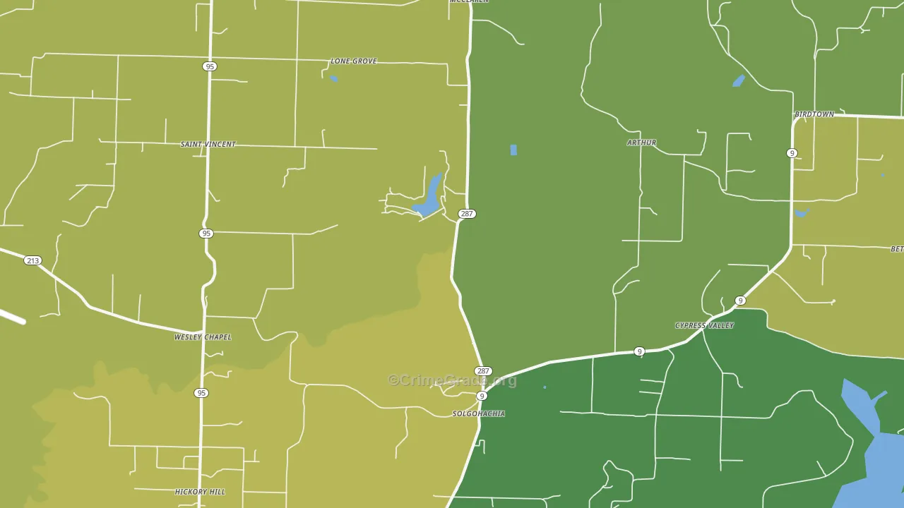 Solgohachia, AR Map of Burglary Rates