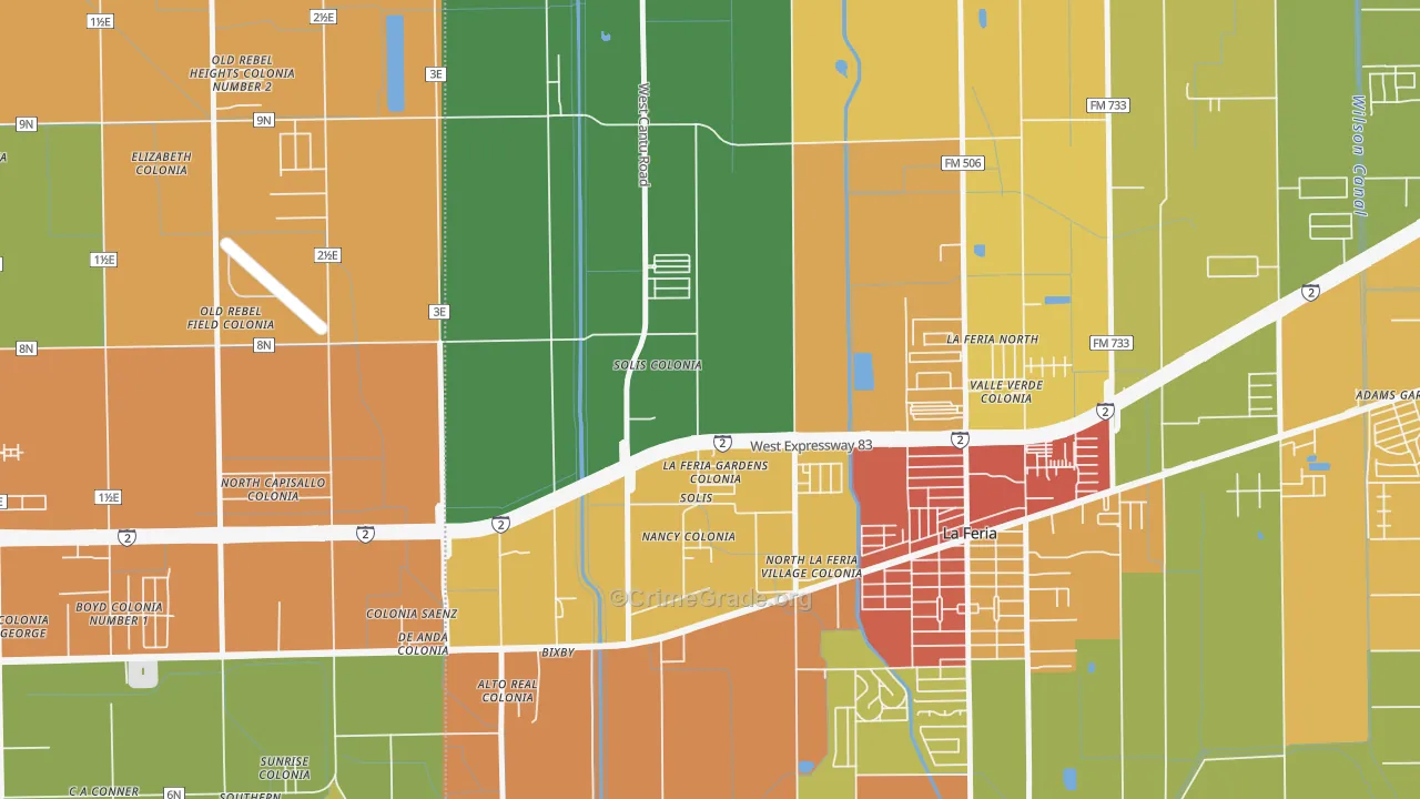 Solis, TX Map of Burglary Rates