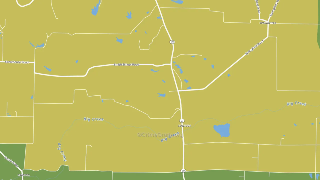 Solitude, IN Map of Burglary Rates