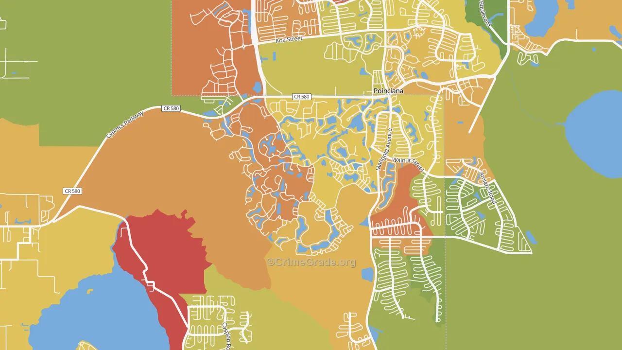 Solivita, Poinciana, FL Map of Burglary Rates