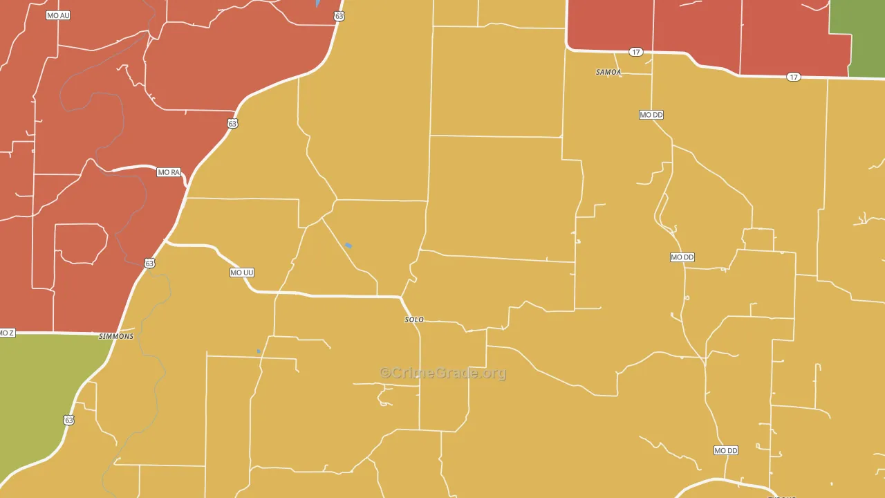 Solo, MO Map of Burglary Rates