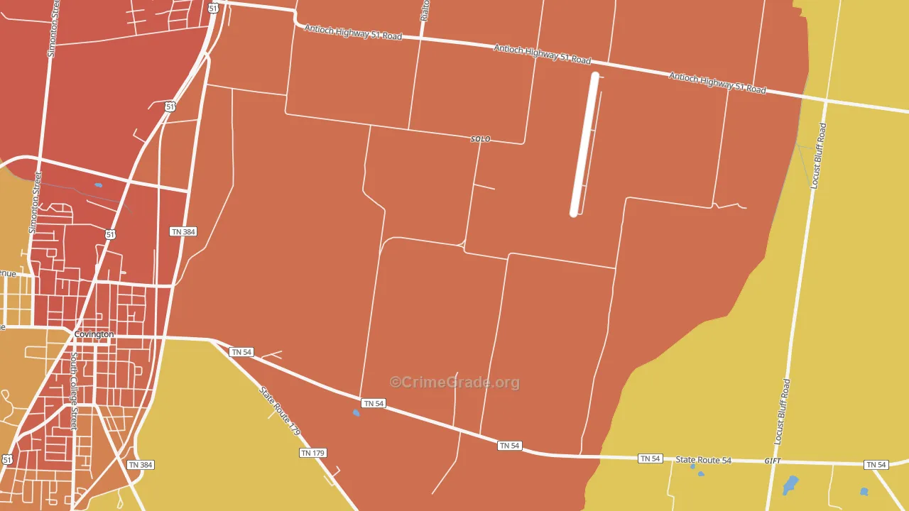 Solo, TN Map of Burglary Rates