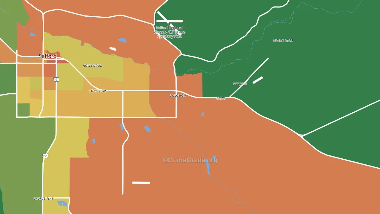 Solomon, AZ Map of Burglary Rates