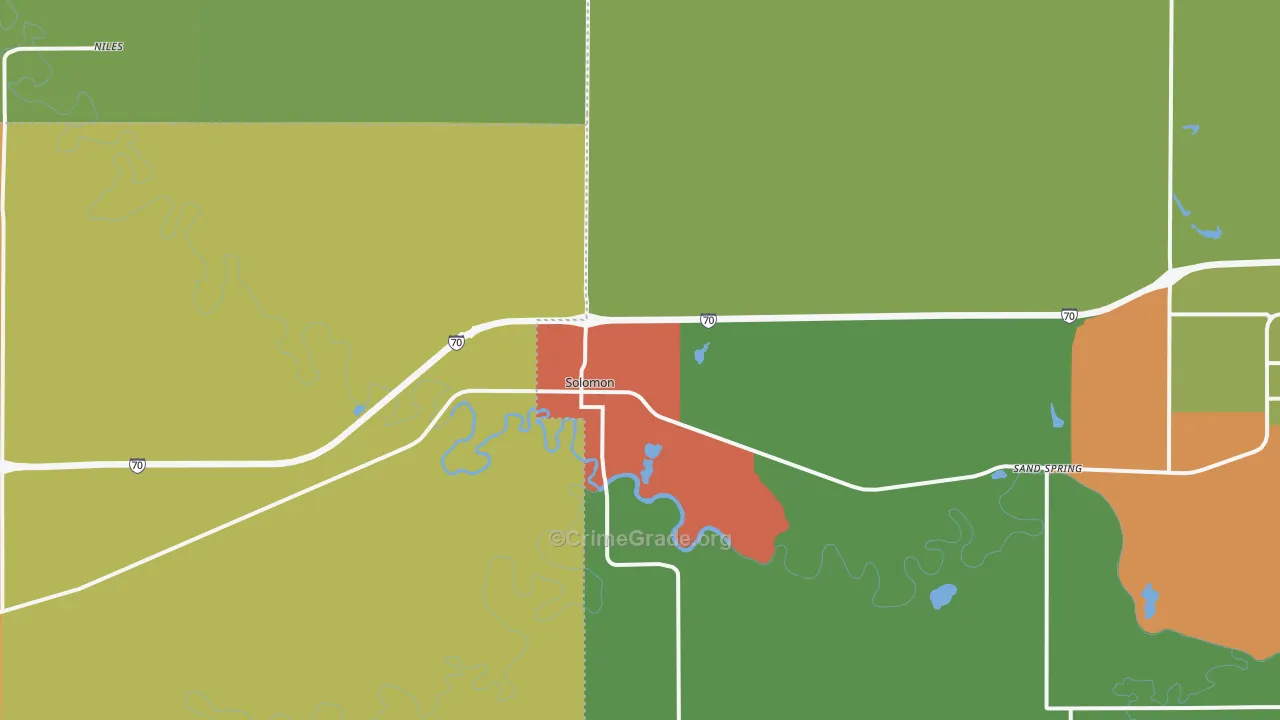 Solomon, KS Map of Burglary Rates