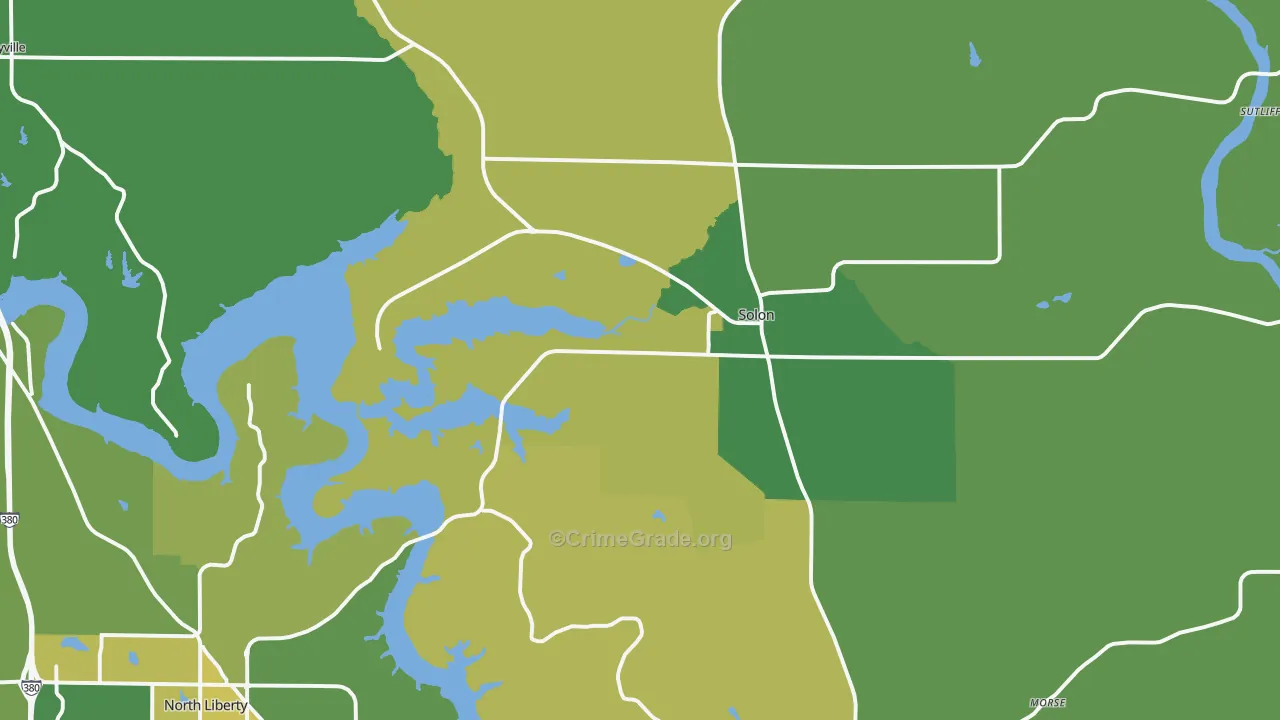 Solon, IA Map of Burglary Rates