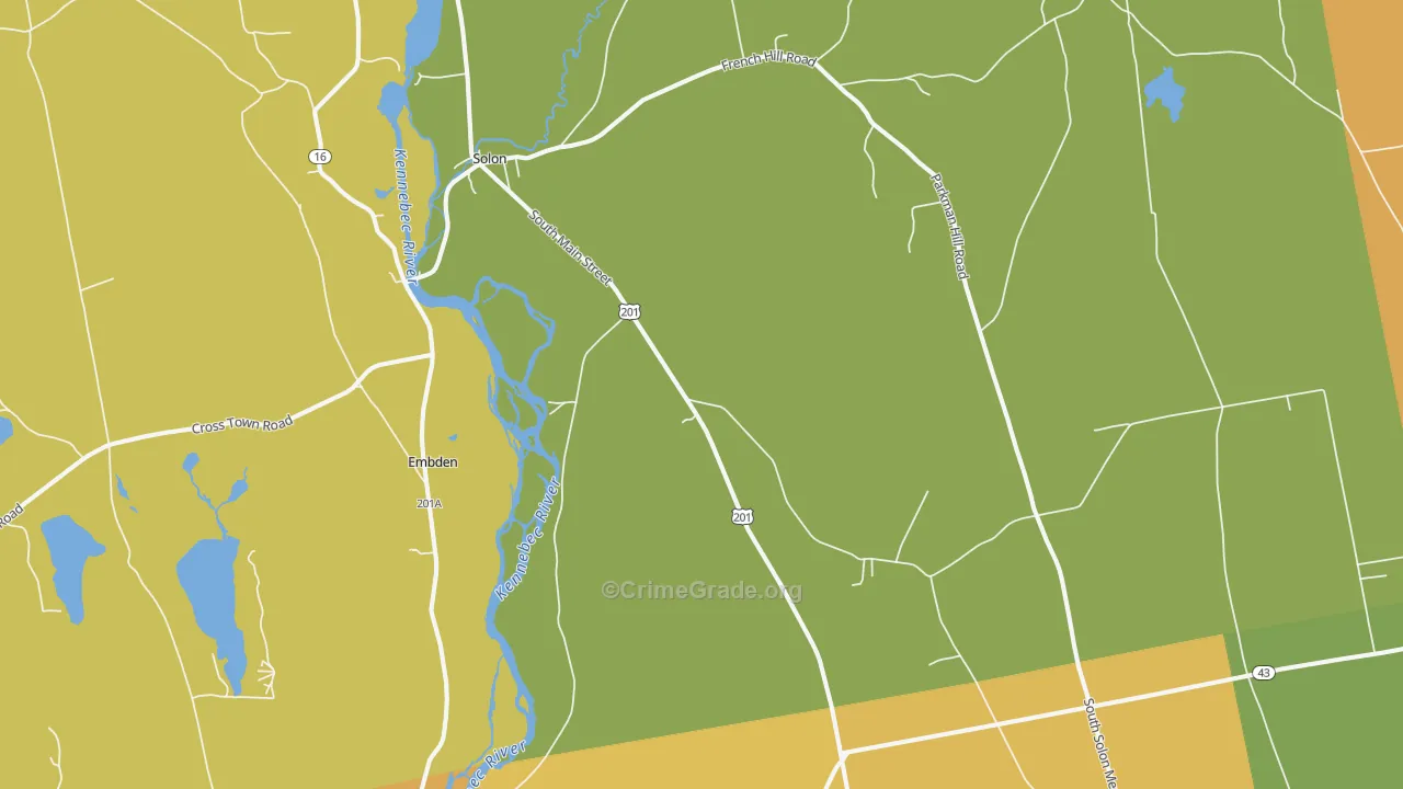 Solon, ME Map of Burglary Rates