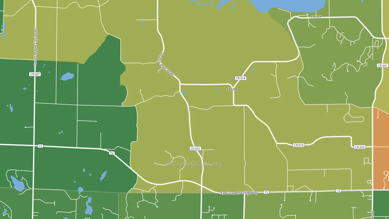 Solon, MI Map of Burglary Rates