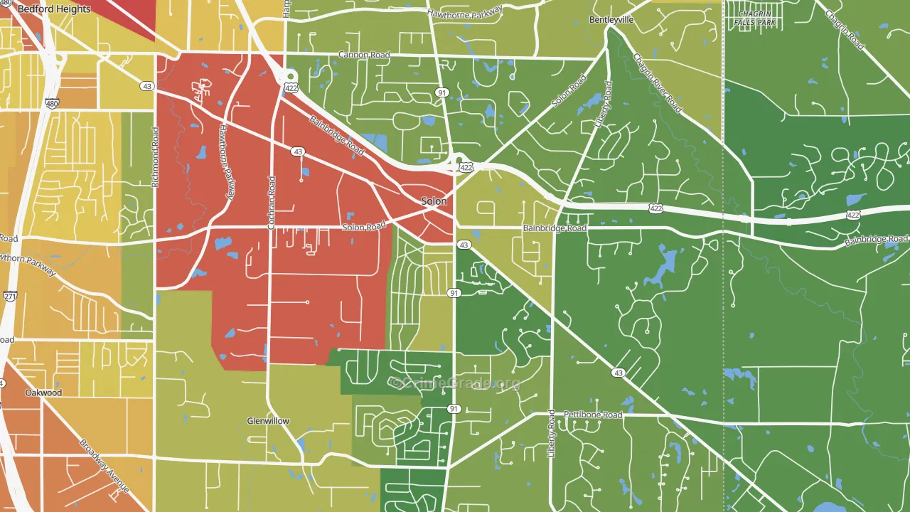 Solon, OH Map of Burglary Rates