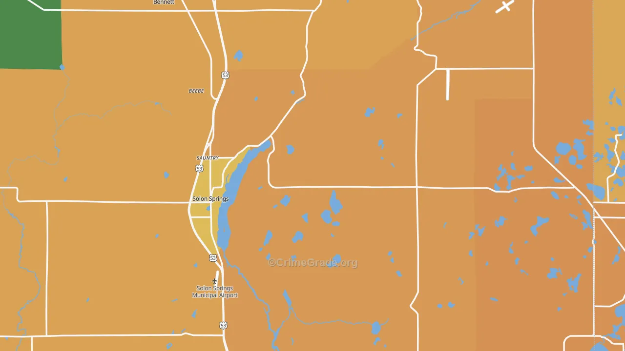 Solon Springs, WI Map of Burglary Rates