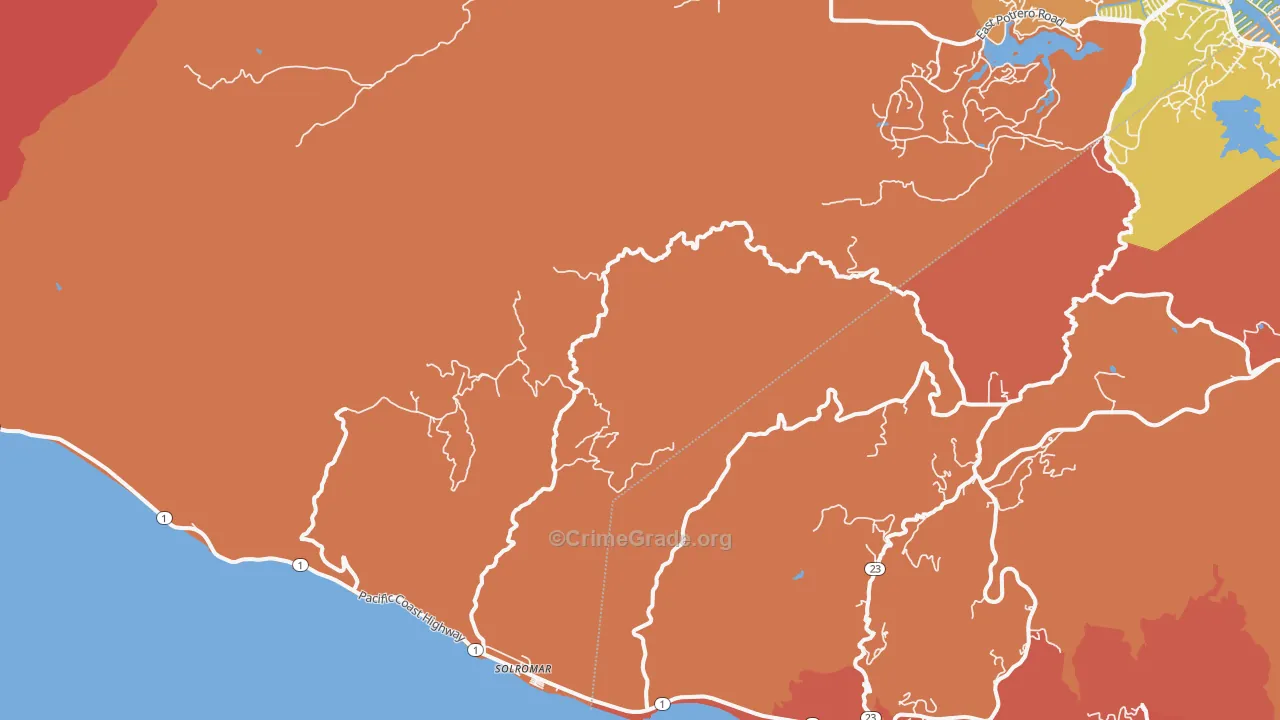 Solromar, CA Map of Burglary Rates