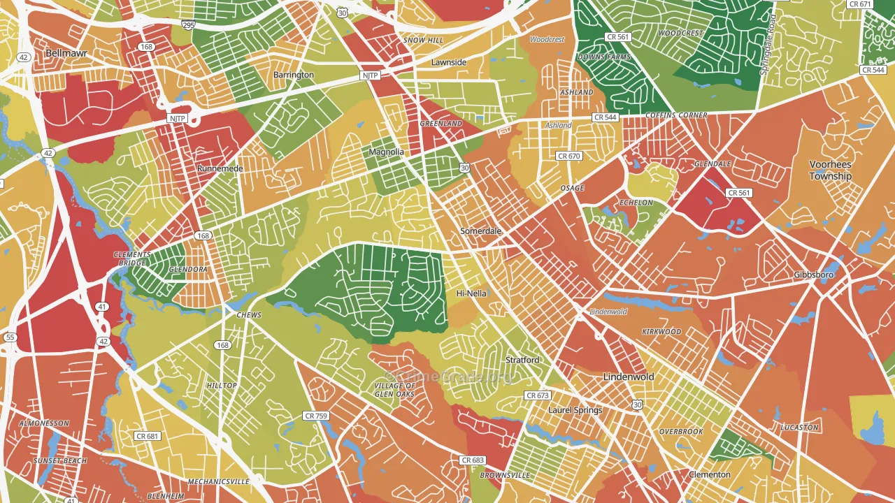 Somerdale, NJ Map of Burglary Rates