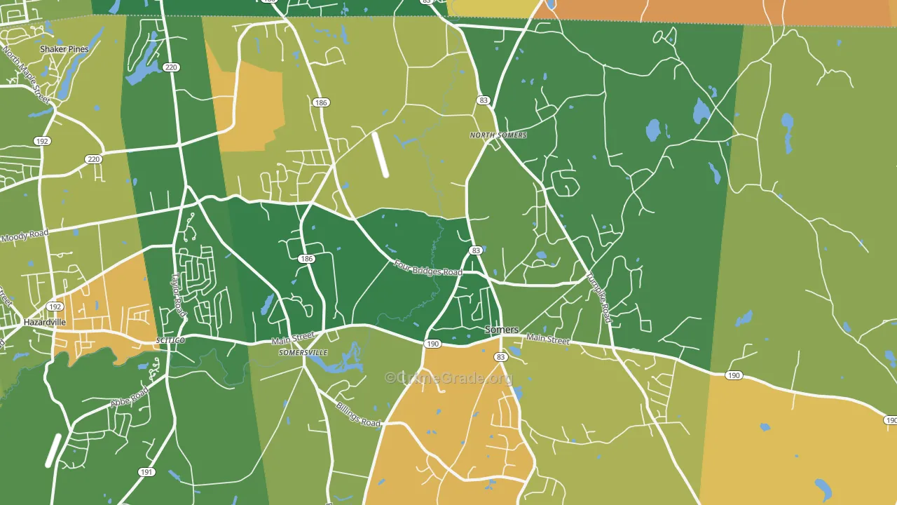 Somers, CT Map of Burglary Rates