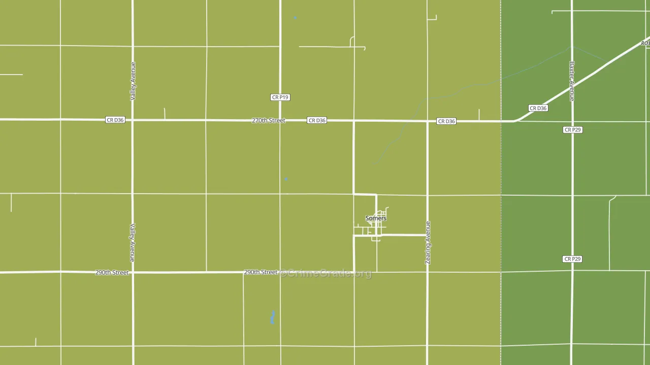 Somers, IA Map of Burglary Rates