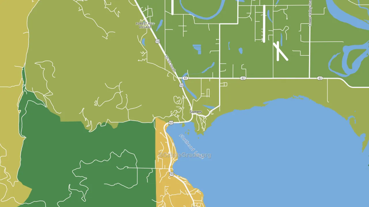 Somers, MT Map of Burglary Rates