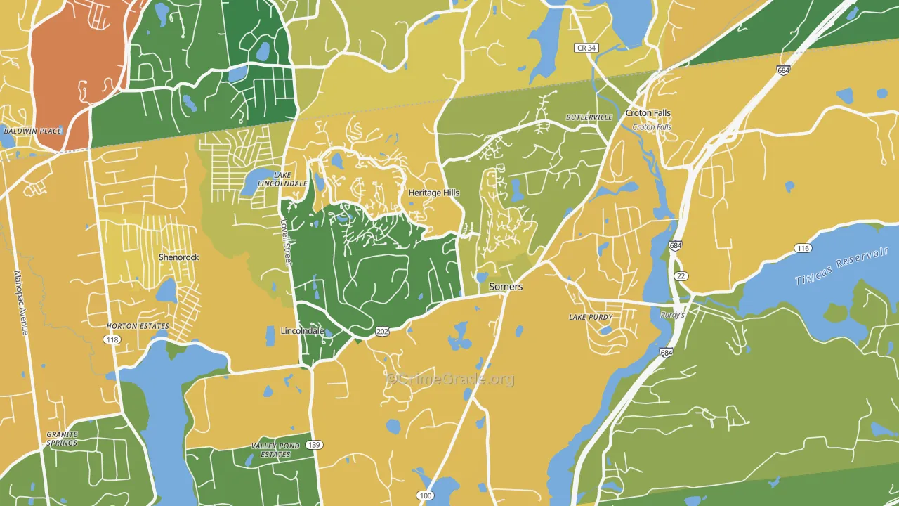 Somers, NY Map of Burglary Rates