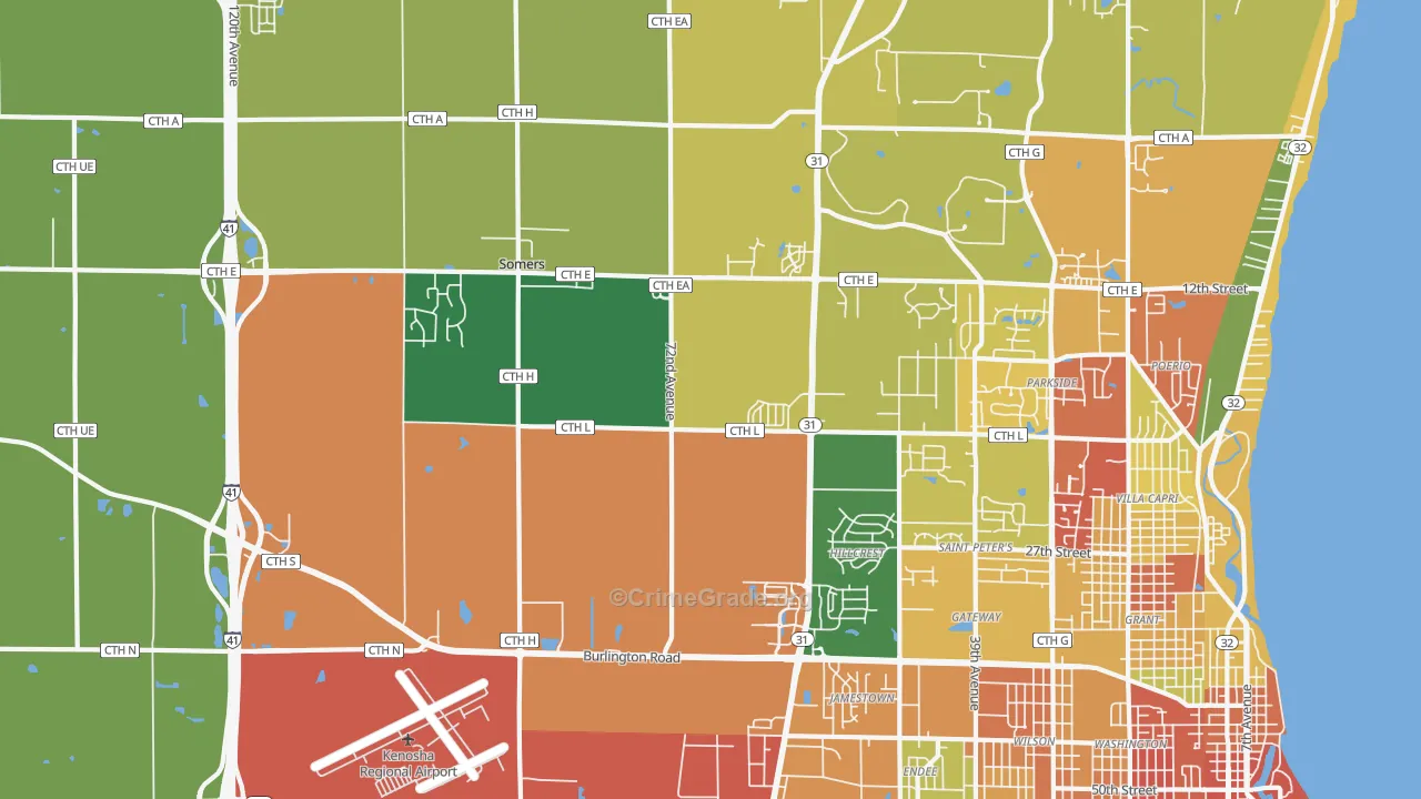 Somers, WI Map of Burglary Rates