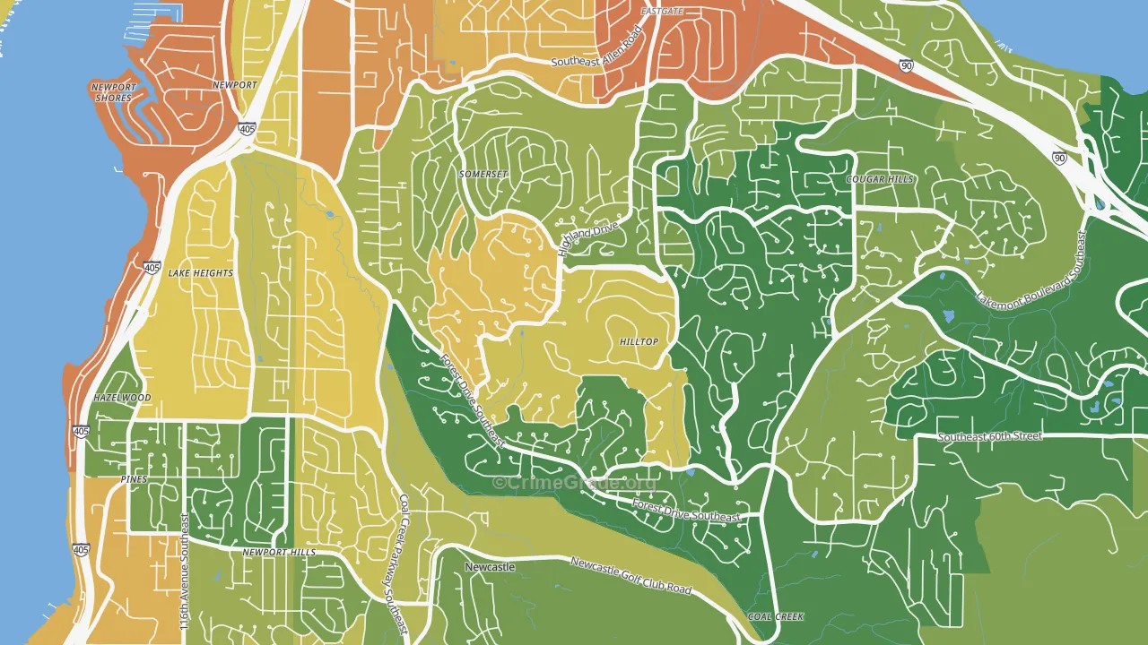 Somerset, Bellevue, WA Map of Burglary Rates