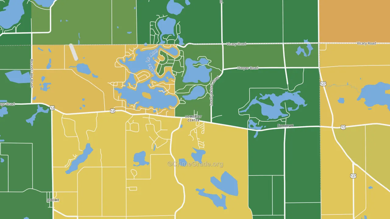 Somerset Center, MI Map of Burglary Rates