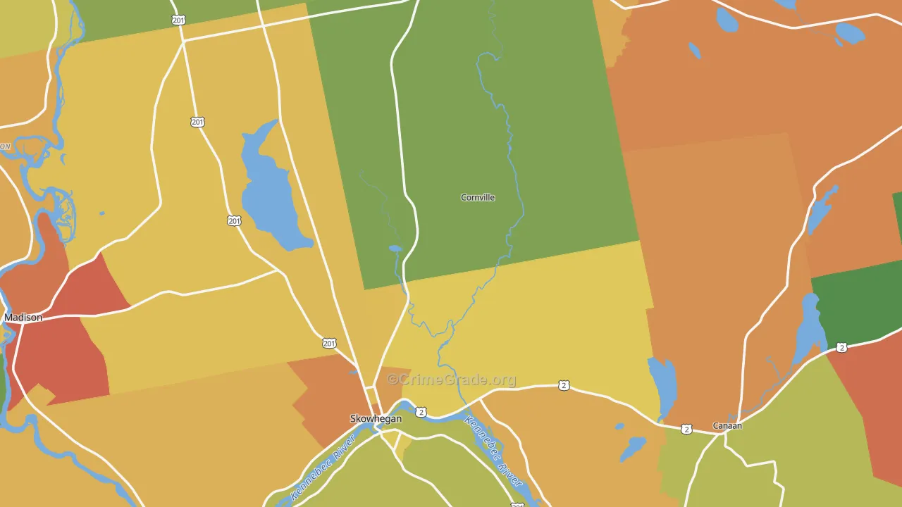 Somerset County, ME Map of Burglary Rates