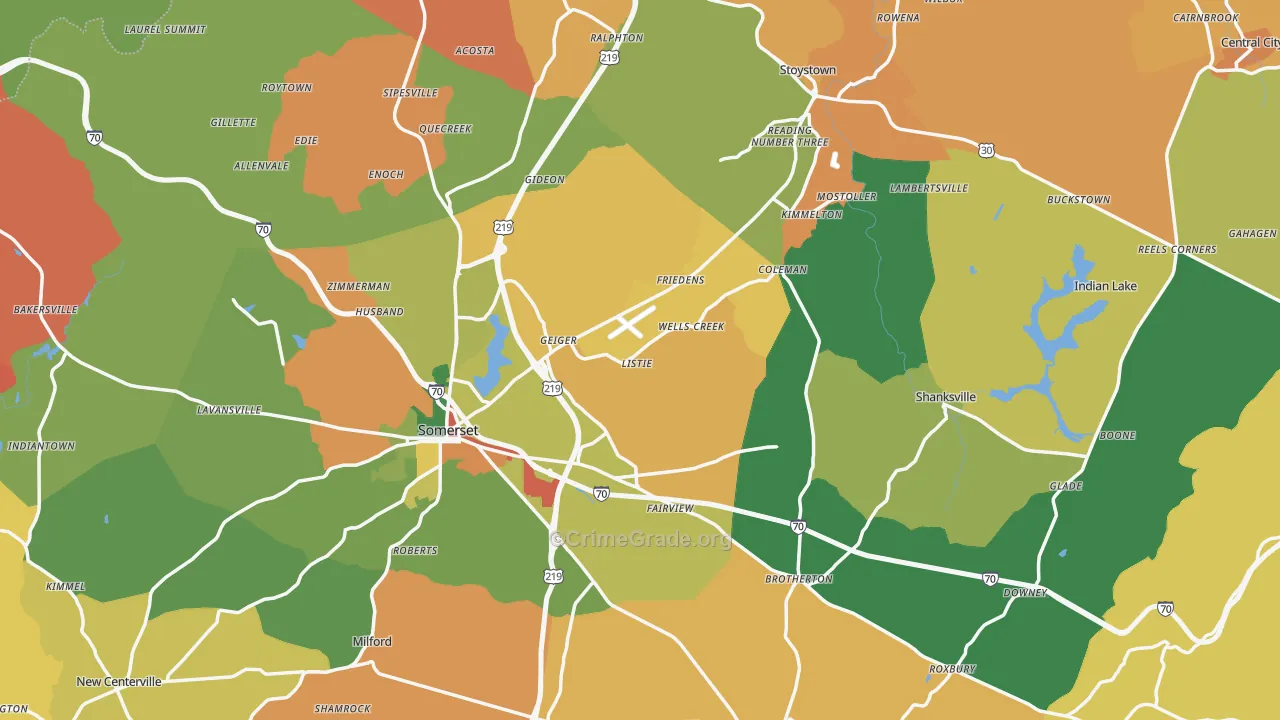 Somerset County, PA Map of Burglary Rates