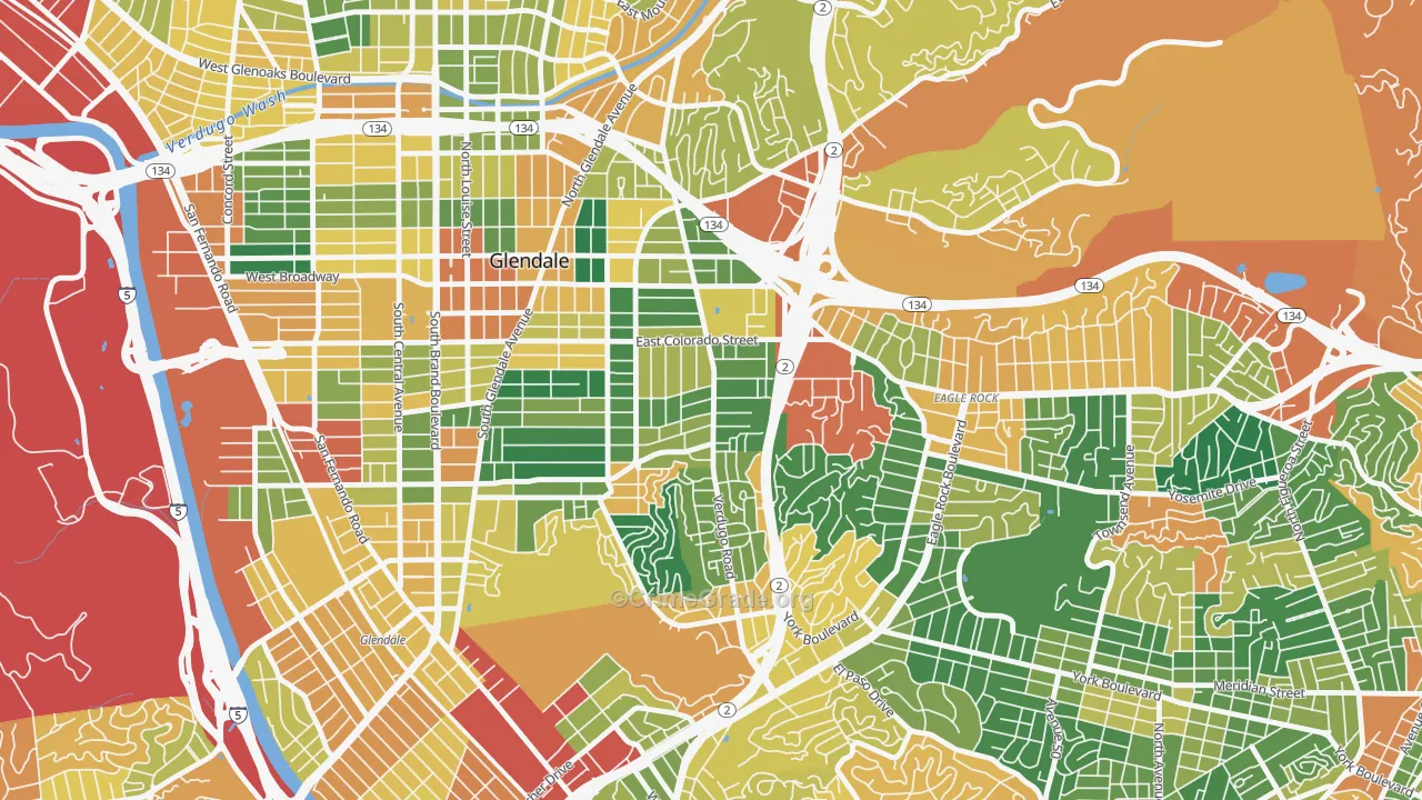 Somerset, Glendale, CA Map of Burglary Rates