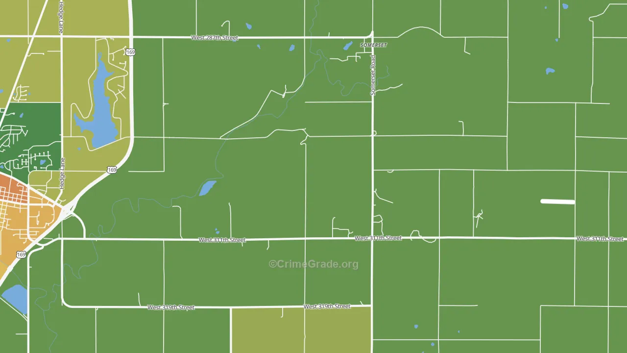 Somerset, KS Map of Burglary Rates