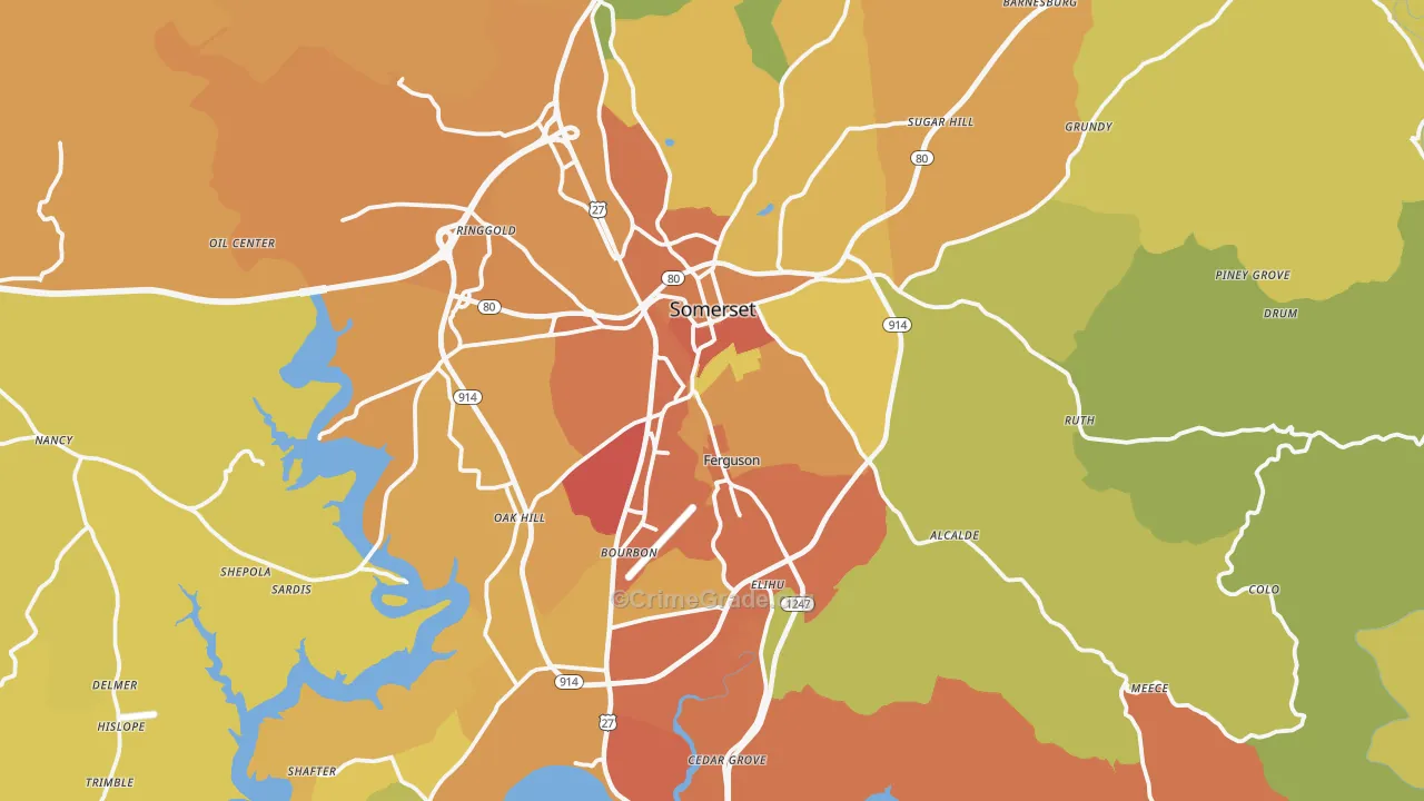 Somerset, KY Map of Burglary Rates