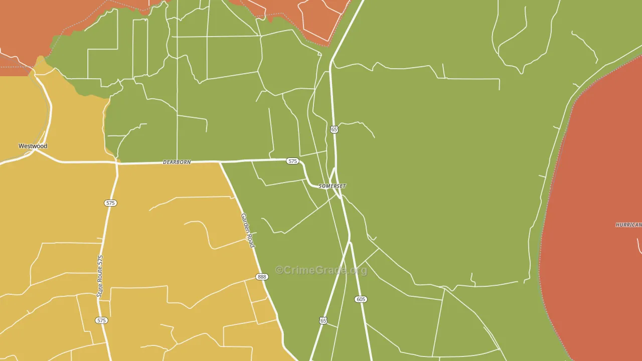 Somerset, LA Map of Burglary Rates
