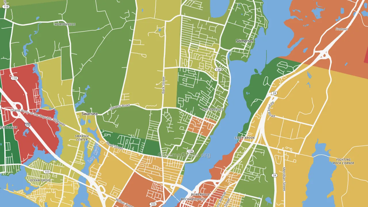 Somerset, MA Map of Burglary Rates