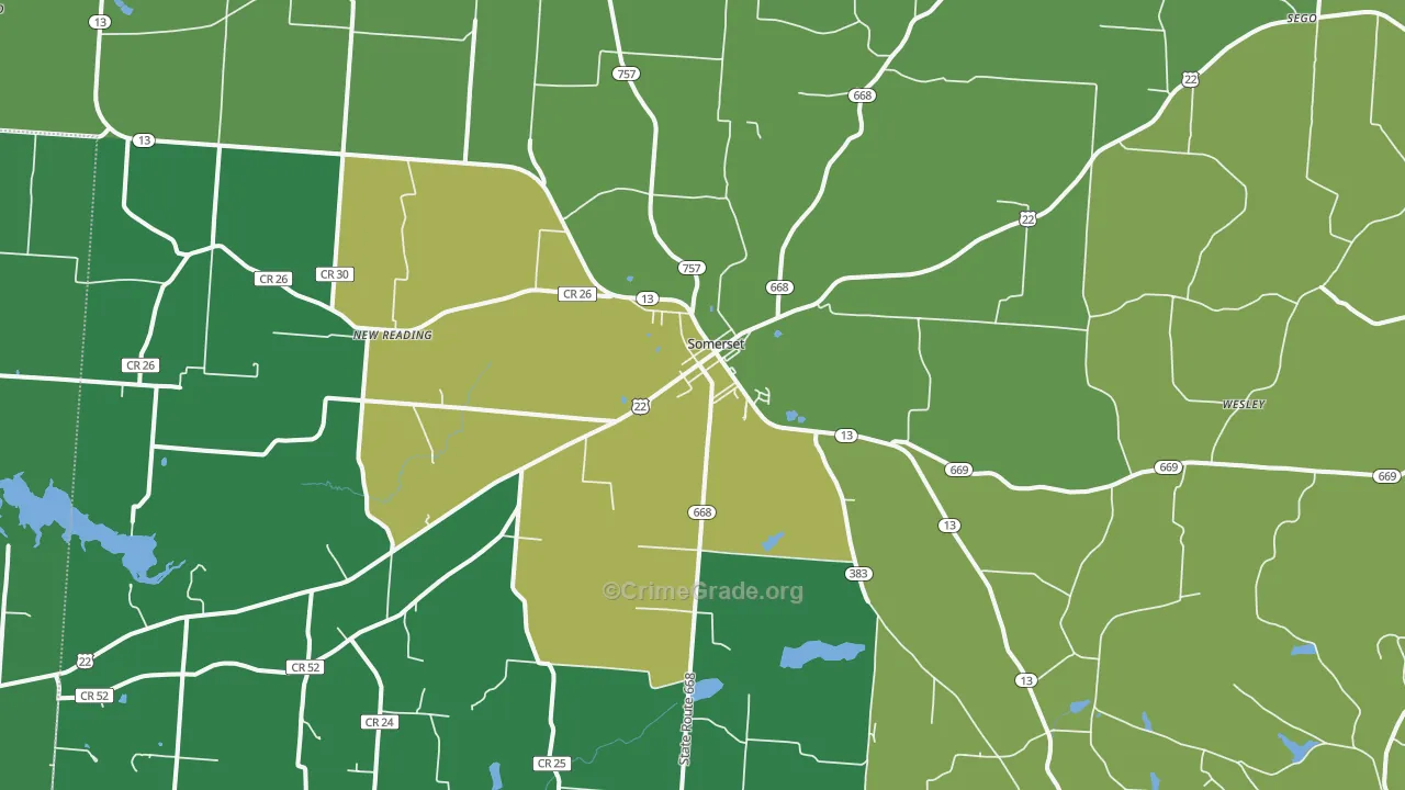 Somerset, OH Map of Burglary Rates