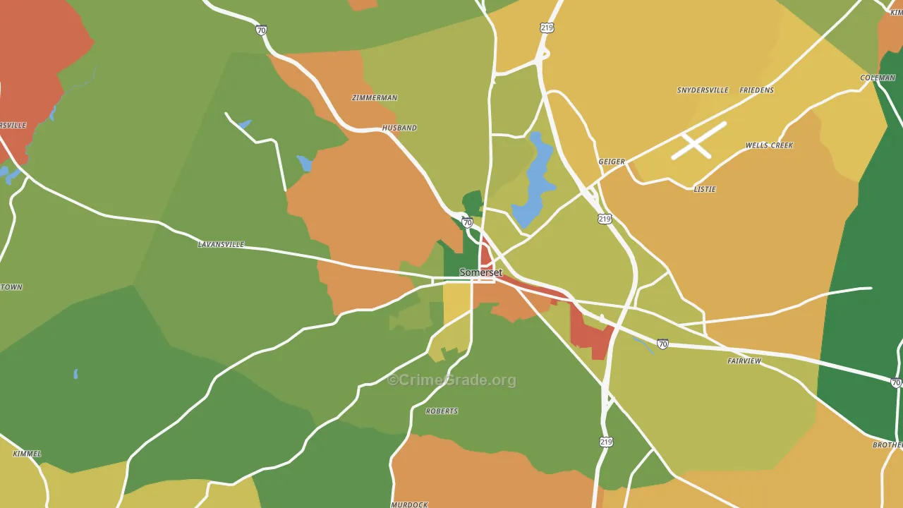 Somerset, PA Map of Burglary Rates