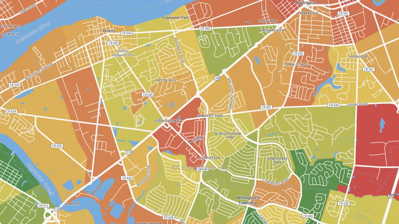 Somerset Park, Willingboro, NJ Map of Burglary Rates