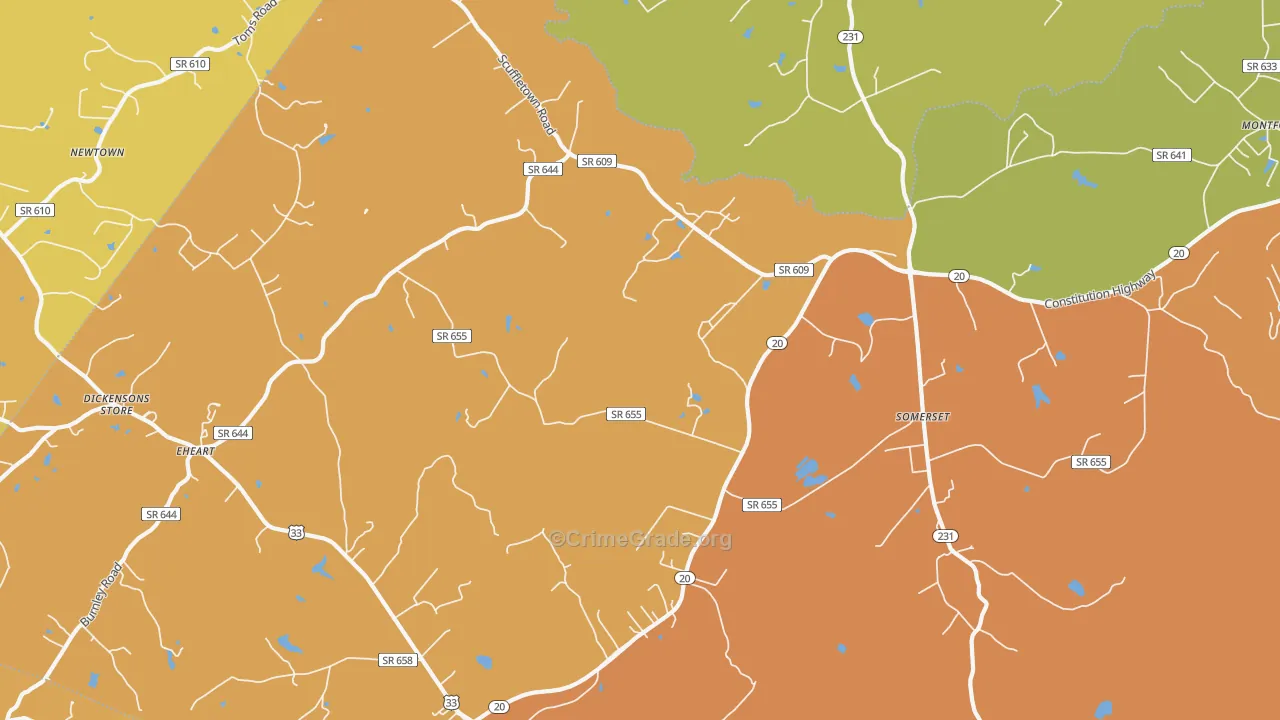 Somerset, VA Map of Burglary Rates