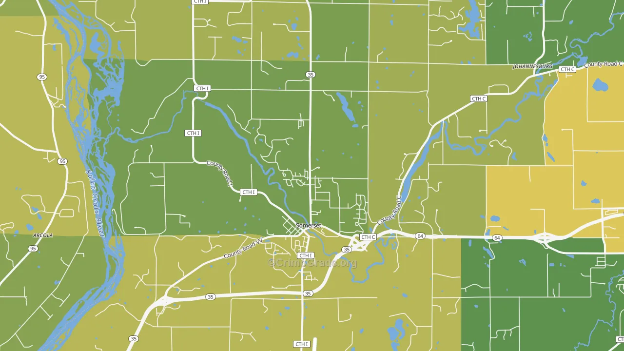 Somerset, WI Map of Burglary Rates