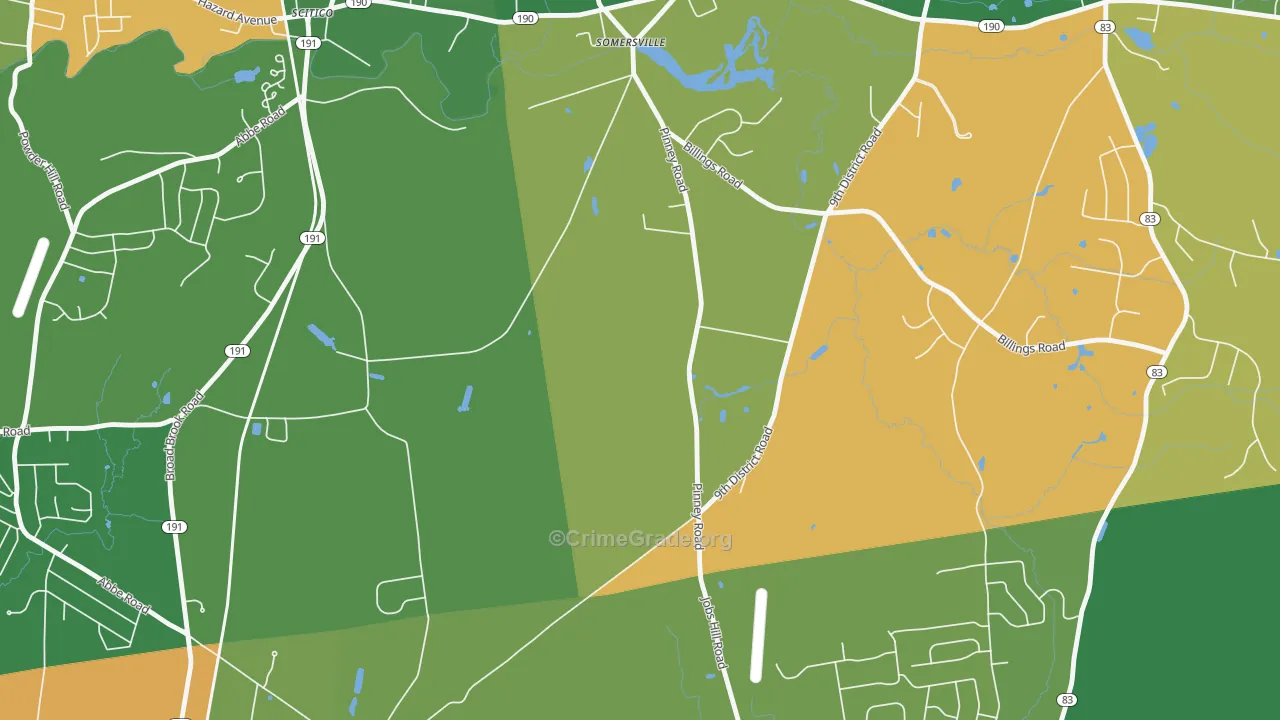 Somersville, CT Map of Burglary Rates
