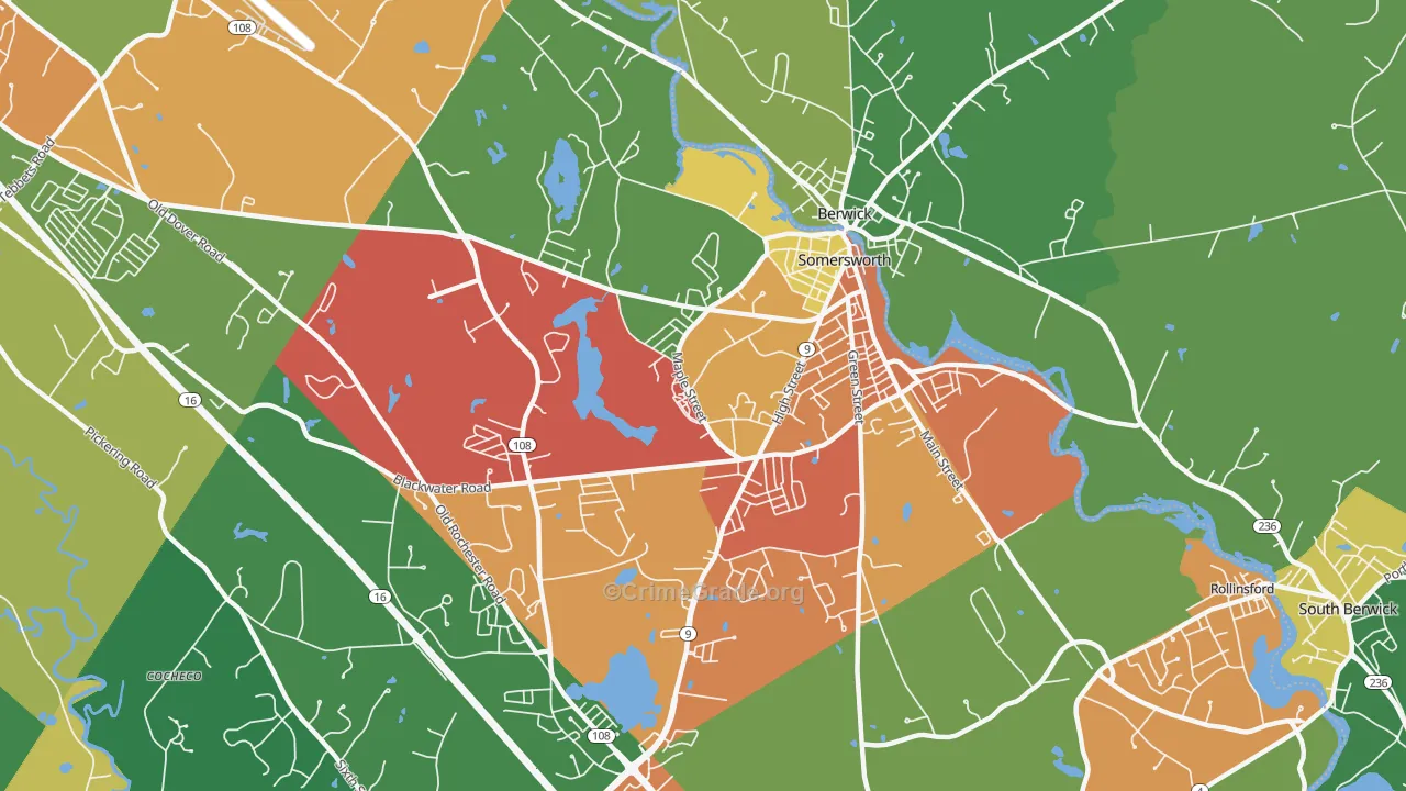 Somersworth, NH Map of Burglary Rates