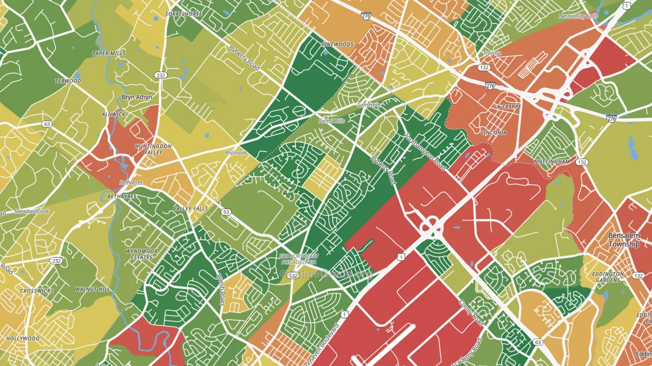 Somerton, Philadelphia, PA Map of Burglary Rates