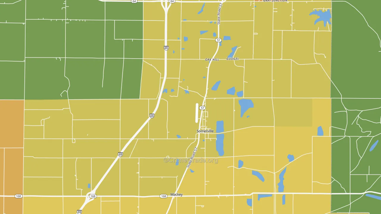 Somerville, IN Map of Burglary Rates