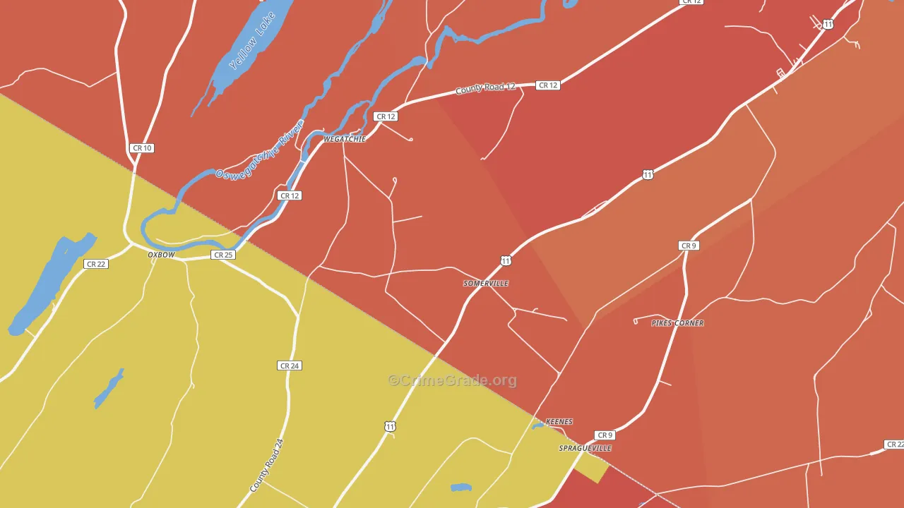 Somerville, NY Map of Burglary Rates