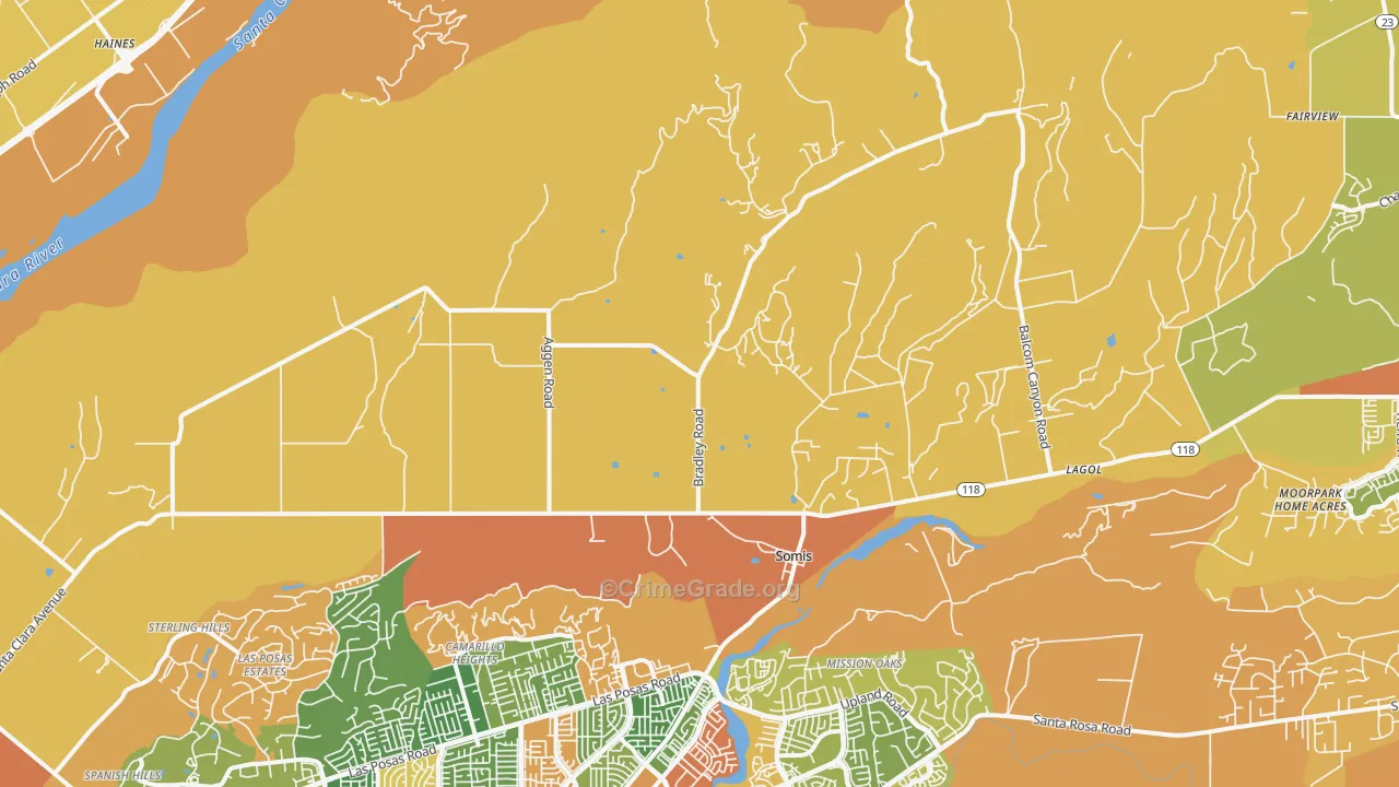 Somis, CA Map of Burglary Rates