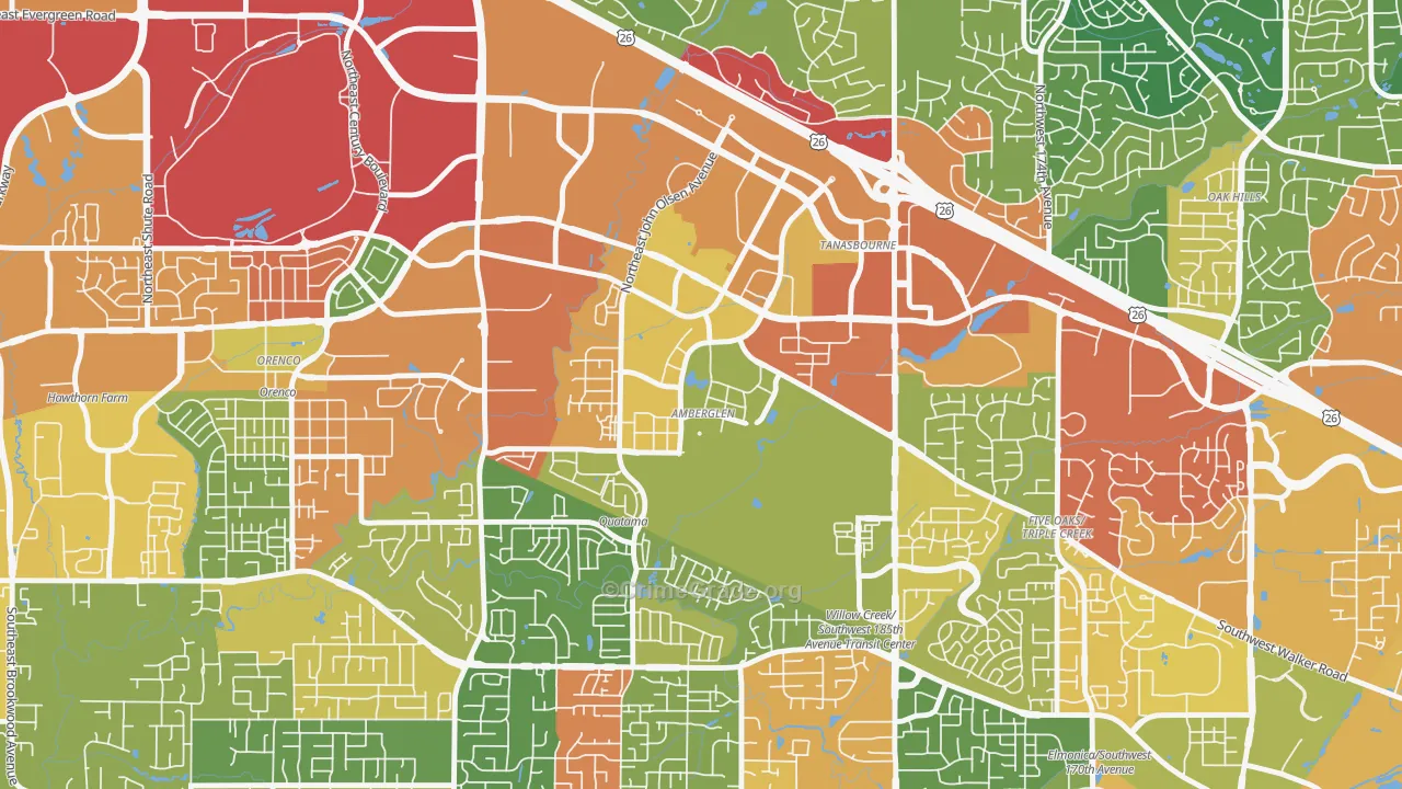 Sommerset West-Elmonica South, Hillsboro, OR Map of Burglary Rates