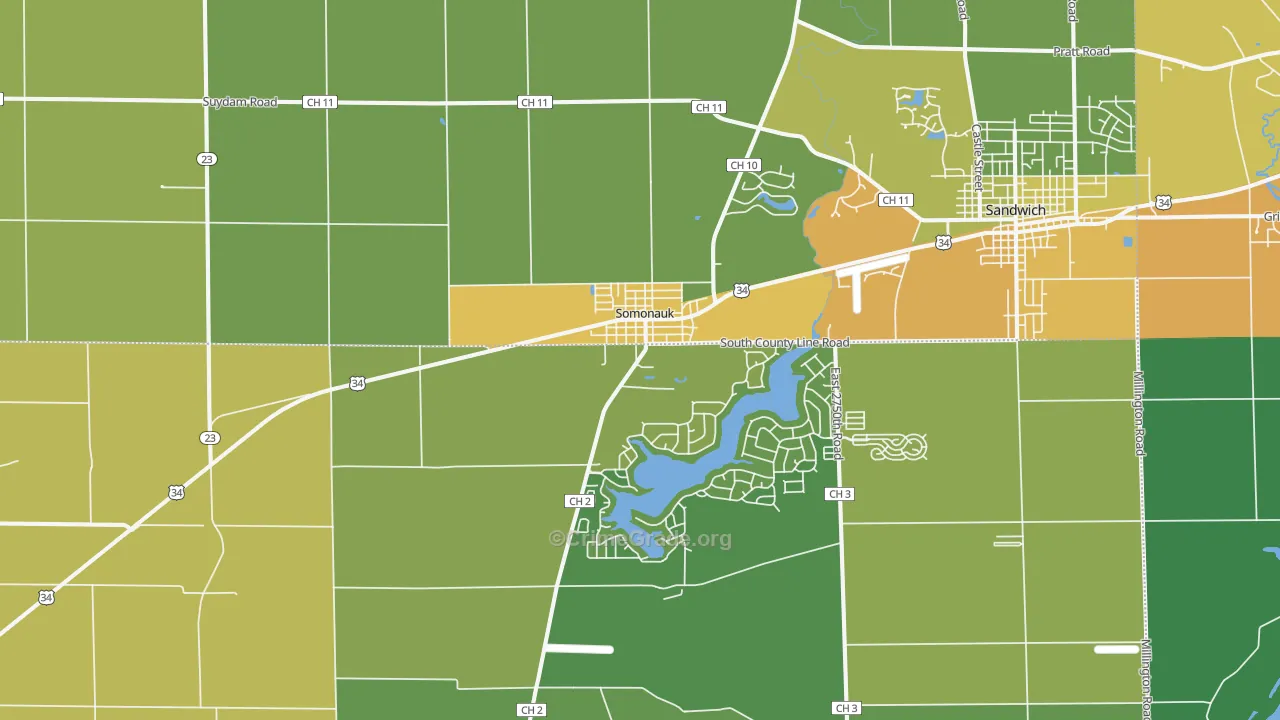 Somonauk, IL Map of Burglary Rates