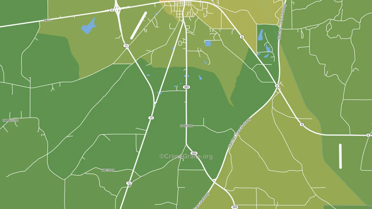 Sonora, MS Map of Burglary Rates