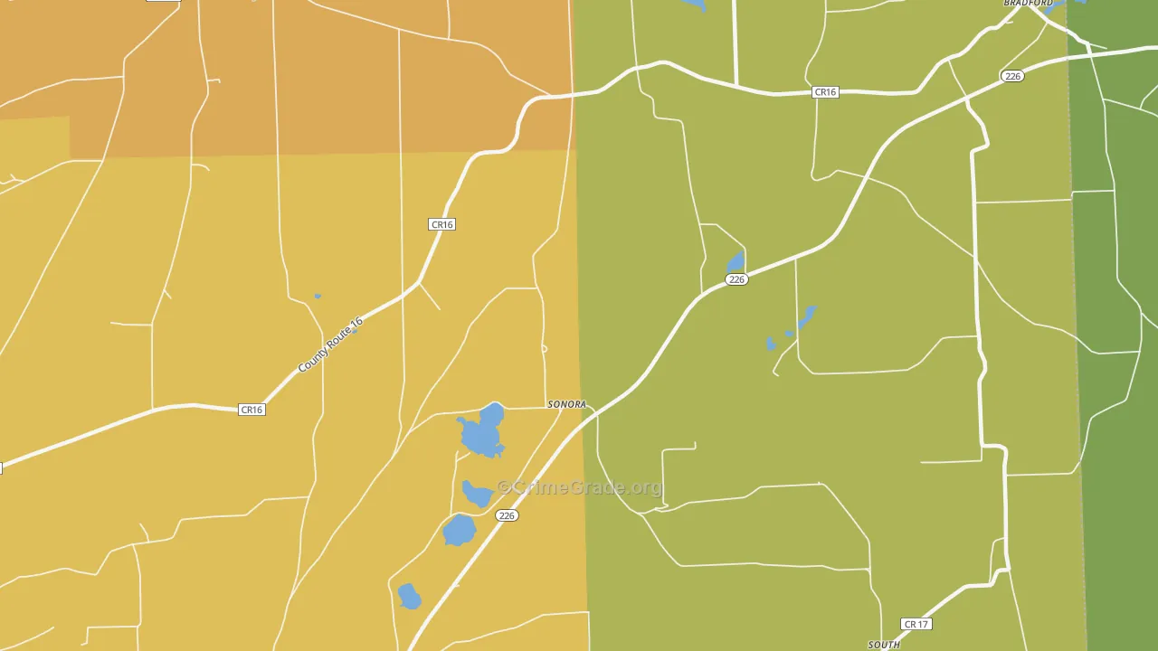 Sonora, NY Map of Burglary Rates