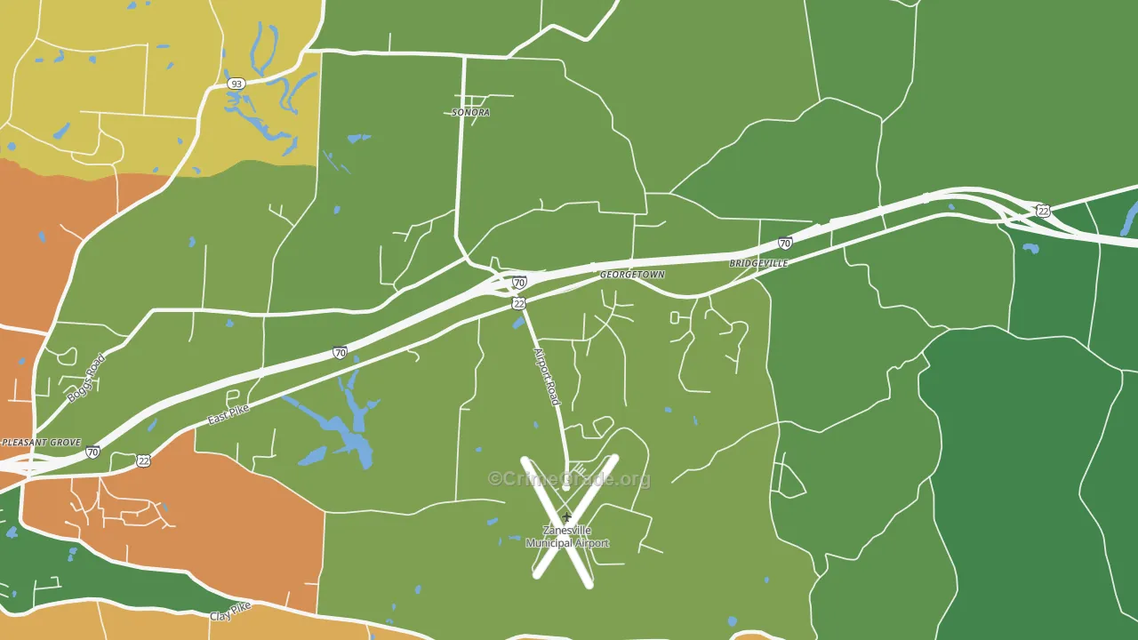 Sonora, OH Map of Burglary Rates